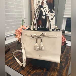Kate Spade Cream Satchel with Tassels